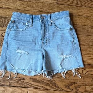 Madewell Frayed Hem Light Blue Jean Shorts